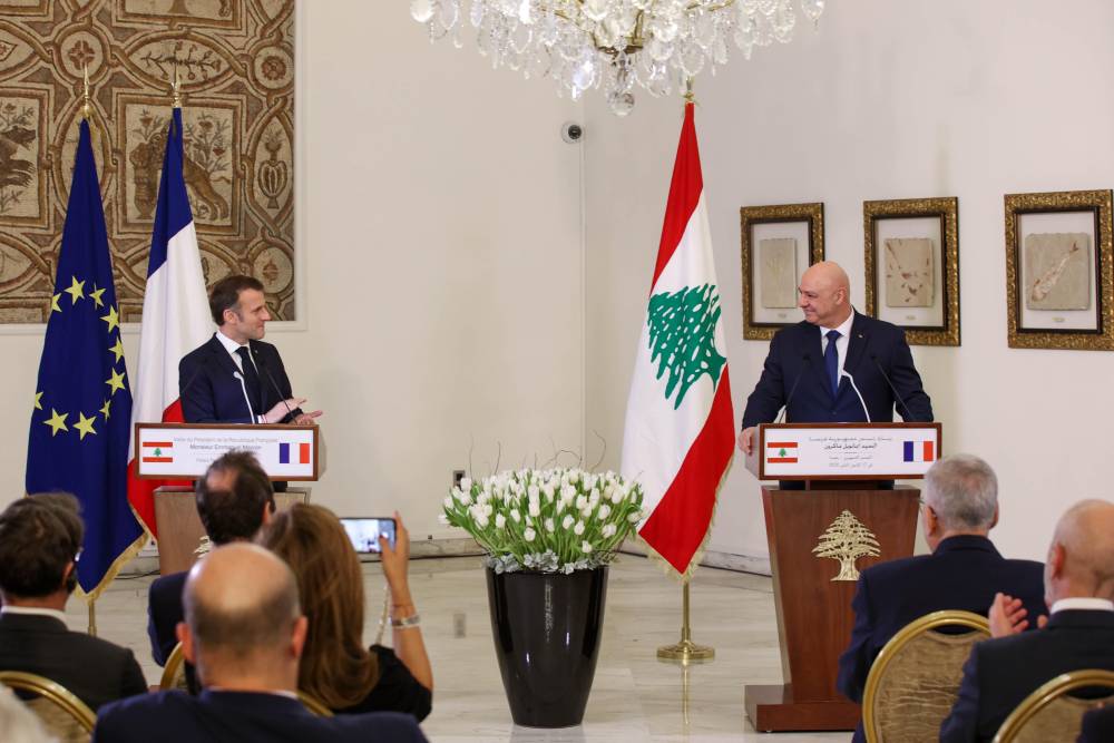 كلمة رئيس الجمهورية اللبنانية العماد جوزاف عون المؤتمر الصحفي المشترك مع الرئيس الفرنسي إيمانويل ماكرون
